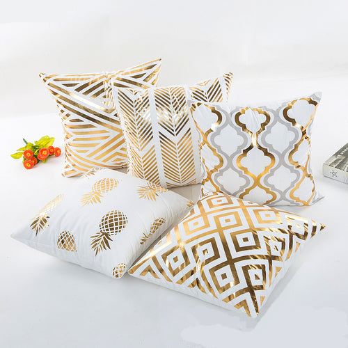 Set of 5 New Living Series Bronzing Pattern Decorative Throw Pillow Case Cushion Cover 18