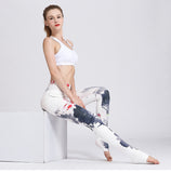 Printed Long Women Yoga Leggings High Waist Tummy Control Over The Heel Yoga Pants