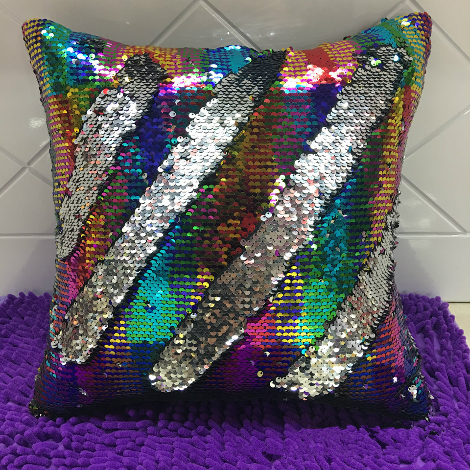 Mermaid Pillow Cases 16‘’x16'' with Magic Mermaid Fish Scale Sequin