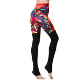 2018 Sexy Women Print Elastic Waist Patchwork Stretch Slim Legging Pant Quick Dry Fitness Yoga Gym Training Sports Tight Trouser