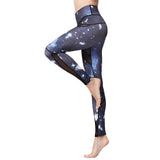 2018 Sexy Women Print Elastic Waist Patchwork Stretch Slim Legging Pant Quick Dry Fitness Yoga Gym Training Sports Tight Trouser