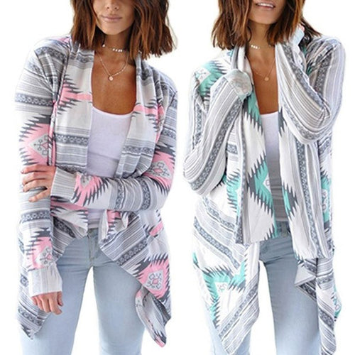 Women's Geometric Print Cardigan Casual Loose Sexy Oversized Cardigan