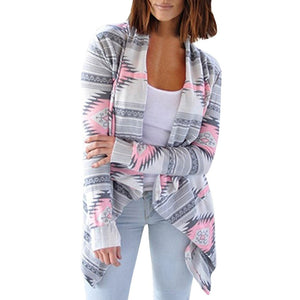 Women's Geometric Print Cardigan Casual Loose Sexy Oversized Cardigan