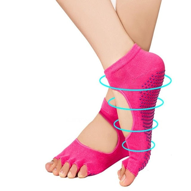 Women 5 toe Sport Pilates Yoga Sports Toe Socks Grip Durable Yoga Pilates Socks Half Toe Ankle Grip Five Finger No-Slip