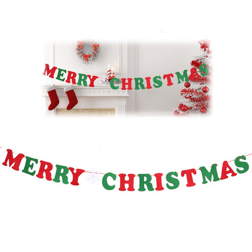 DIY Merry Christmas Hanging Bunting Sign Garland Banner String Party Flag Home Office Holiday Decoration Ornament Gift Elk Deer / Tree / Sock / Merry Christmas (Merry Christmas Letters)