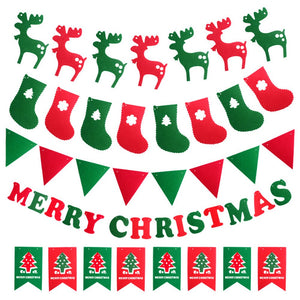 DIY Merry Christmas Hanging Bunting Sign Garland Banner String Party Flag Home Office Holiday Decoration Ornament Gift Elk Deer / Tree / Sock / Merry Christmas (Merry Christmas Letters)